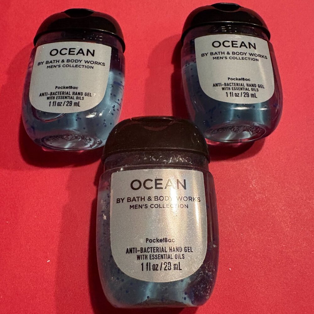 Lot Three (3) OCEAN Pocket Bac Anti-Bacterial Hand Gel Bath & Body Works NEW